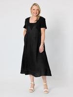 Le Marais Linen Midi Dress - Black