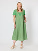 Le Marais Linen Midi Dress - Fern