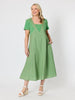 Le Marais Linen Midi Dress - Fern