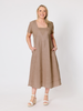 Le Marais Linen Midi Dress - Mocha