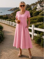 Le Marais Linen Midi Dress - Musk