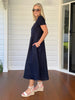 Le Marais Linen Midi Dress - Navy