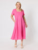 Le Marais Linen Midi Dress - Raspberry