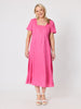 Le Marais Linen Midi Dress - Raspberry