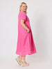 Le Marais Linen Midi Dress - Raspberry