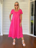 Le Marais Linen Midi Dress - Raspberry