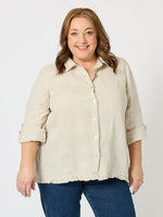 Milly Ruffle Hem Linen Shirt - Natural