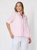 Milly Ruffle Hem Linen Shirt - Pale Pink