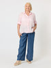 Milly Ruffle Hem Linen Shirt - Pale Pink