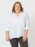 Milly Ruffle Hem Linen Shirt - White