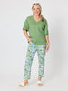 Anna V-neck Linen Top - Fern