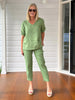 Anna V-neck Linen Top - Fern