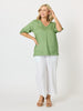 Anna V-neck Linen Top - Fern