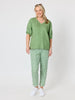Anna V-neck Linen Top - Fern