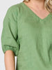 Anna V-neck Linen Top - Fern
