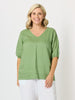 Anna V-neck Linen Top - Fern