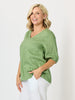 Anna V-neck Linen Top - Fern