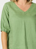 Anna V-neck Linen Top - Fern