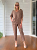 Anna V-neck Linen Top - Mocha