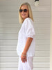 Anna V-neck Linen Top - White