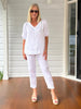 Anna V-neck Linen Top - White