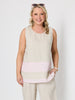 Chloe Contrast Linen Top - Natural Pale Pink