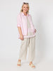 Chloe Contrast Linen Top - Natural Pale Pink