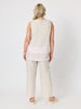 Chloe Contrast Linen Top - Natural Pale Pink