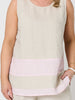 Chloe Contrast Linen Top - Natural Pale Pink