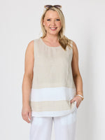 Chloe Contrast Linen Top - Natural White