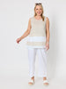 Chloe Contrast Linen Top - Natural White