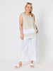 Chloe Contrast Linen Top - Natural White