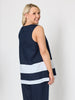 Chloe Contrast Linen Top - Navy/White