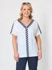 Chevron Cotton T-shirt - White Navy
