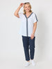 Chevron Cotton T-shirt - White Navy