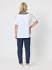 Chevron Cotton T-shirt - White Navy