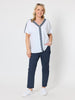 Chevron Cotton T-shirt - White Navy