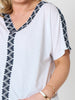 Chevron Cotton T-shirt - White Navy