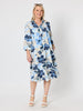 Amalfi Floral Rose Print Dress - Cornflower Multi