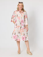 Amalfi Floral Rose Print Dress - Pink/Multi
