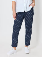 Tropez Slim Leg Print Pant - Navy White