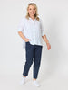 Tropez Slim Leg Print Pant - Navy White
