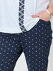 Tropez Slim Leg Print Pant - Navy White