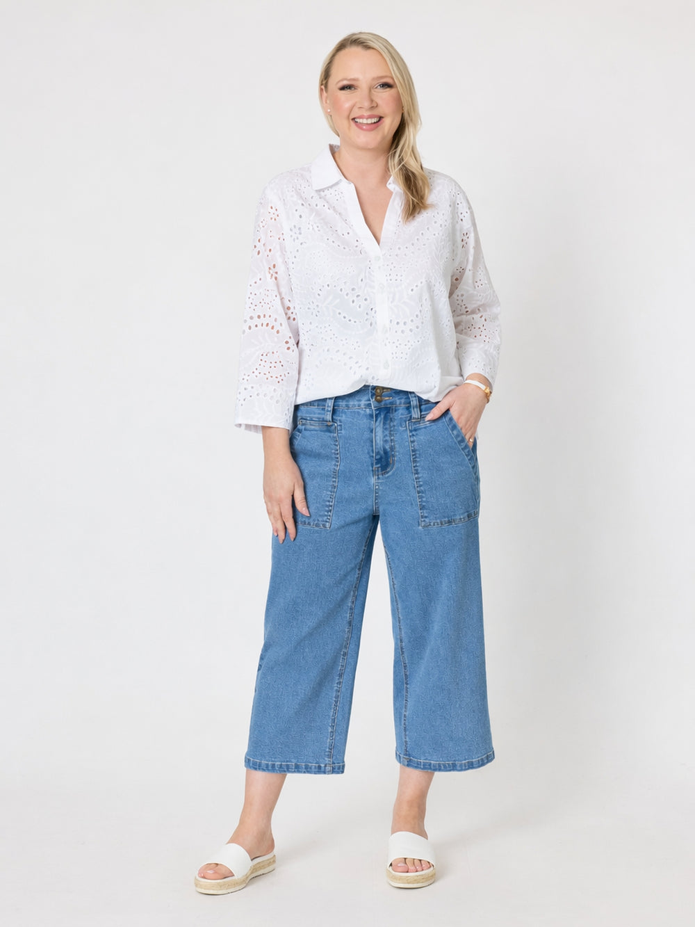 Hudson Wide Leg Crop Jean - Denim