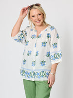 Florida Floral Embroidered Top - White Multi