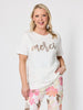 Merci Sequin Print Cotton Tee - White