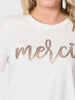 Merci Sequin Print Cotton Tee - White
