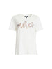 Merci Sequin Print Cotton Tee - White