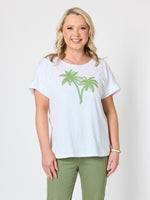 Oasis Palm Sequin T-shirt - White