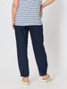 Sarah Linen Pleat Hem Pant - Navy